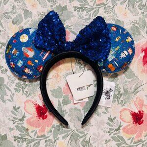 Loungefly Icons 2023 Disneyland Disney Parks Ears Blue Sequin Bow Chibi Headband